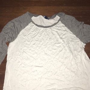 Plain white shirt with grey sleeves